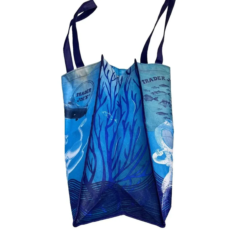TRADER JOE'S ECO Reusable Shopping Grocery Bag - OCEAN/MARINE LIFE Themed